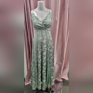 Lulus Radiant Refinement Sage Green Satin Jacquard Maxi Dress